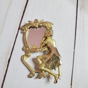 AJC vintage mirror lady brooch
